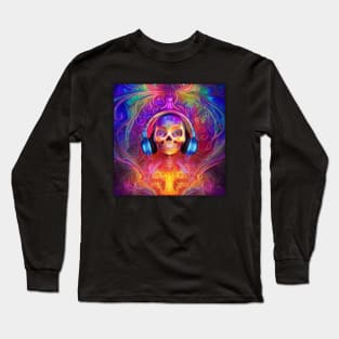 Skeleton Skull Listening To Music Long Sleeve T-Shirt